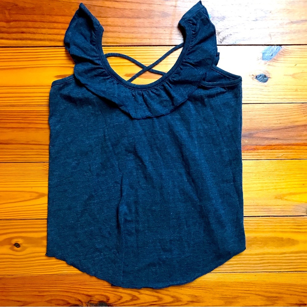 Chaser Ruffled Dark Grey Tank Top, NWT, M